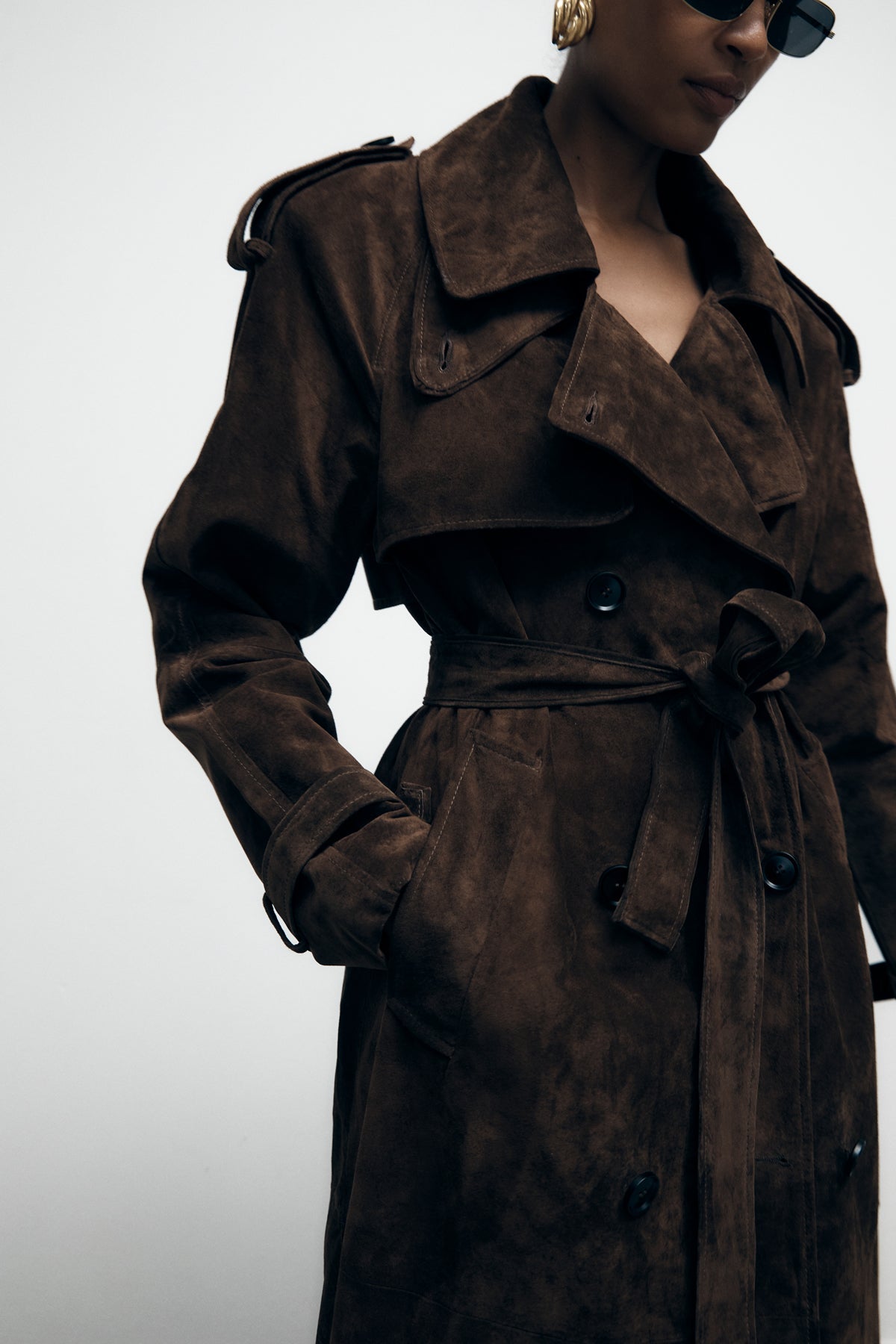 Brown Suede Trench Coat