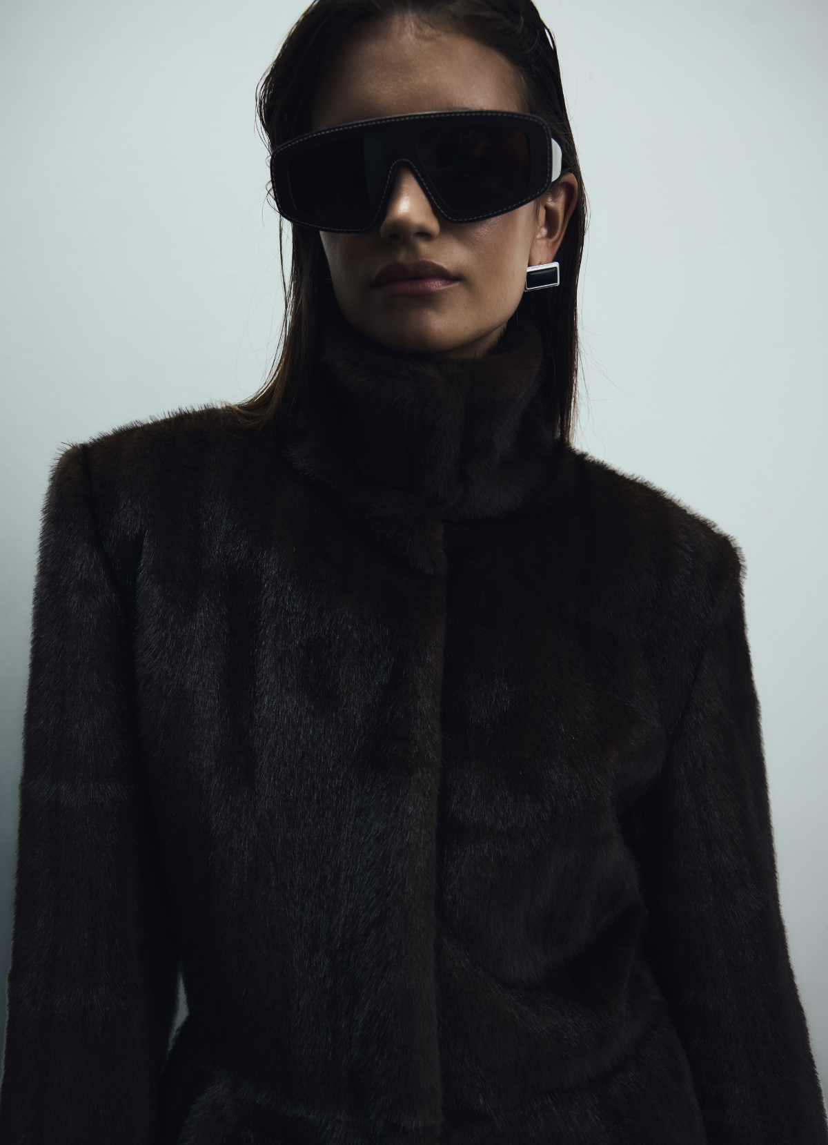 Brown Vintage Faux Fur Peplum Jacket