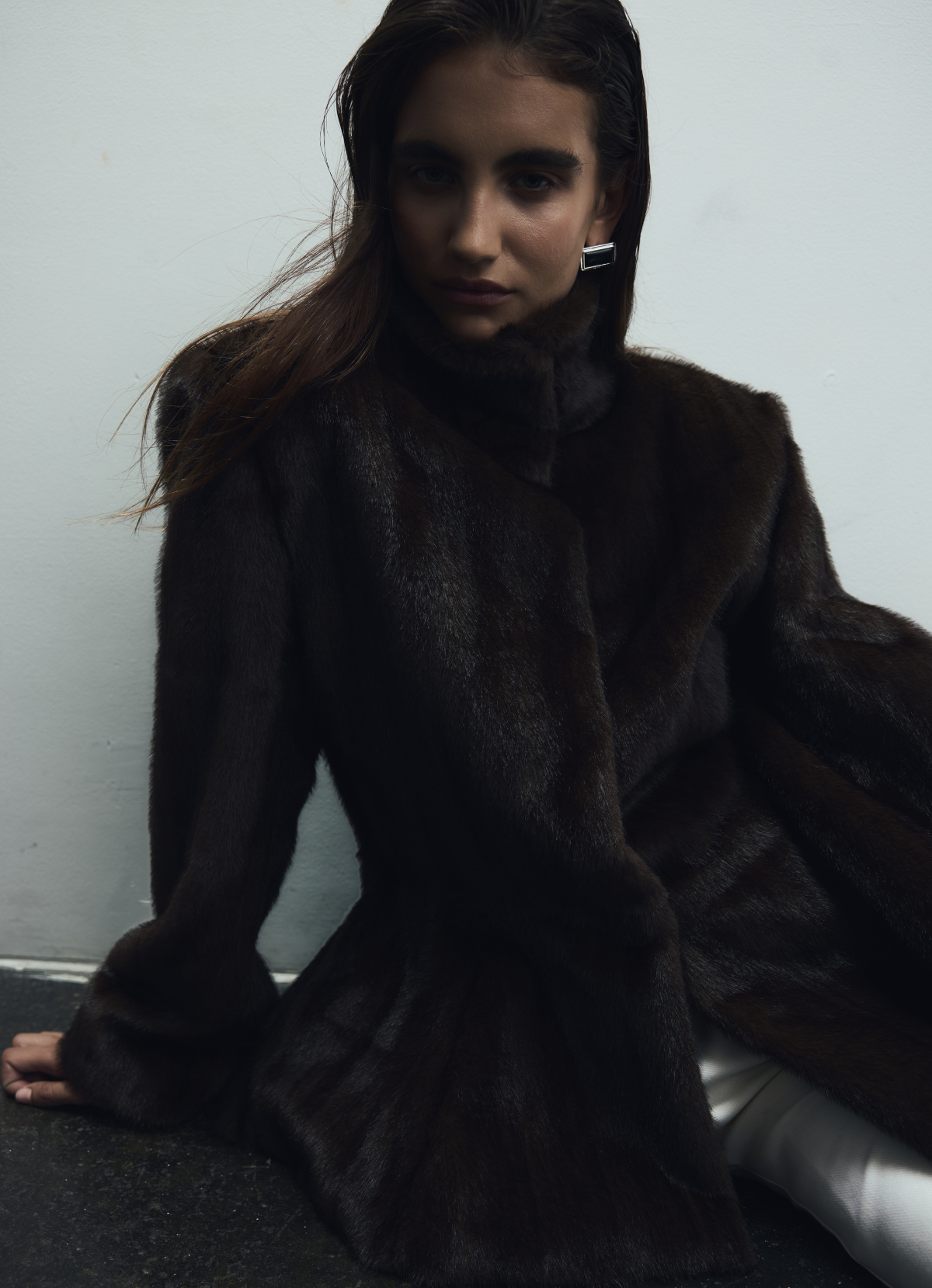 Brown Vintage Faux Fur Peplum Jacket