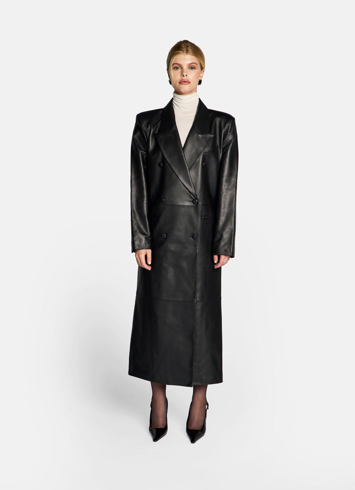 Black Leather Trench Coat