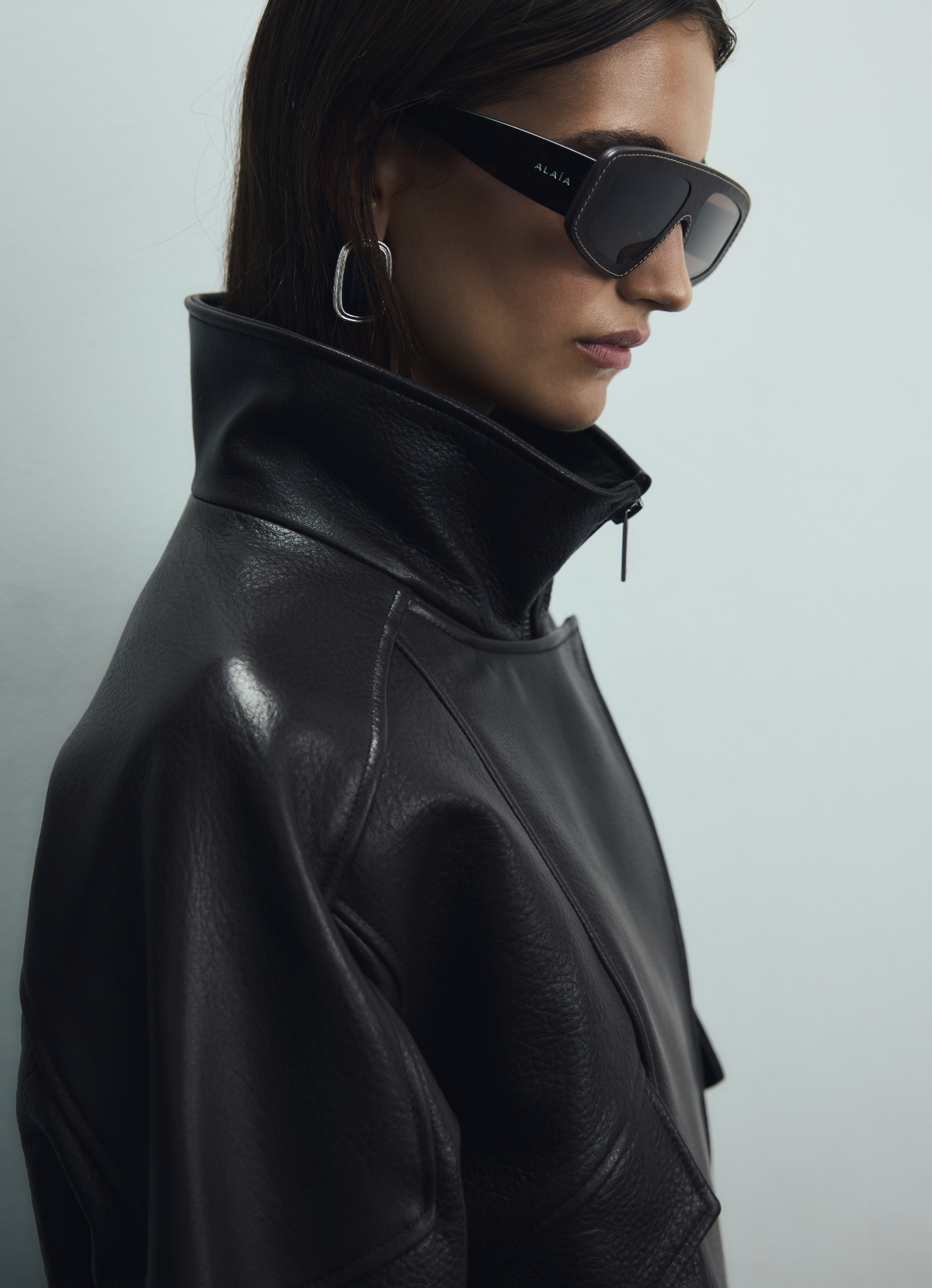 Black Vintage Leather Relaxed Bomber Jacket