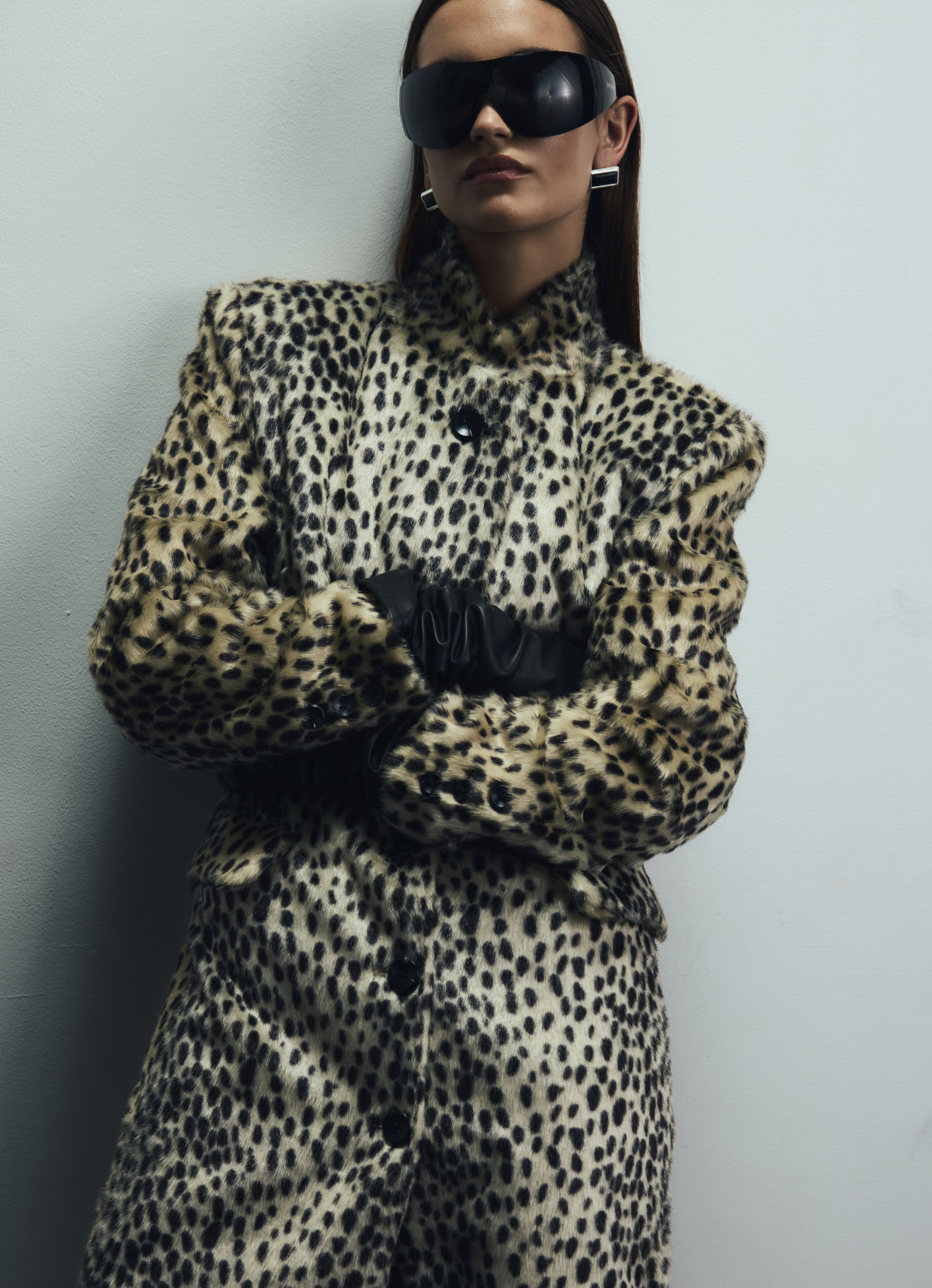 Dalmatian Faux Pony Hair Trench Coat