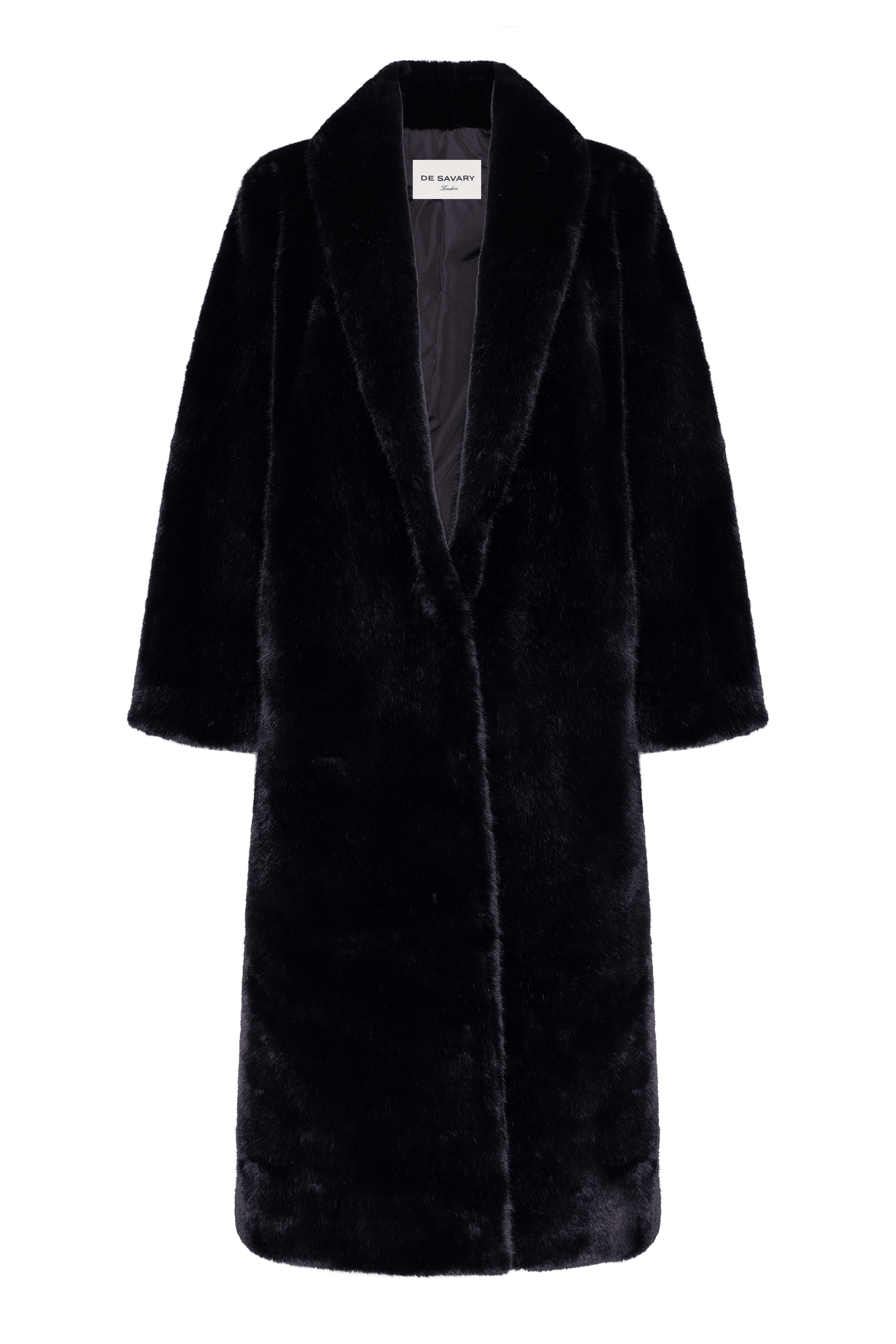 Black Maxi Faux Fur Coat