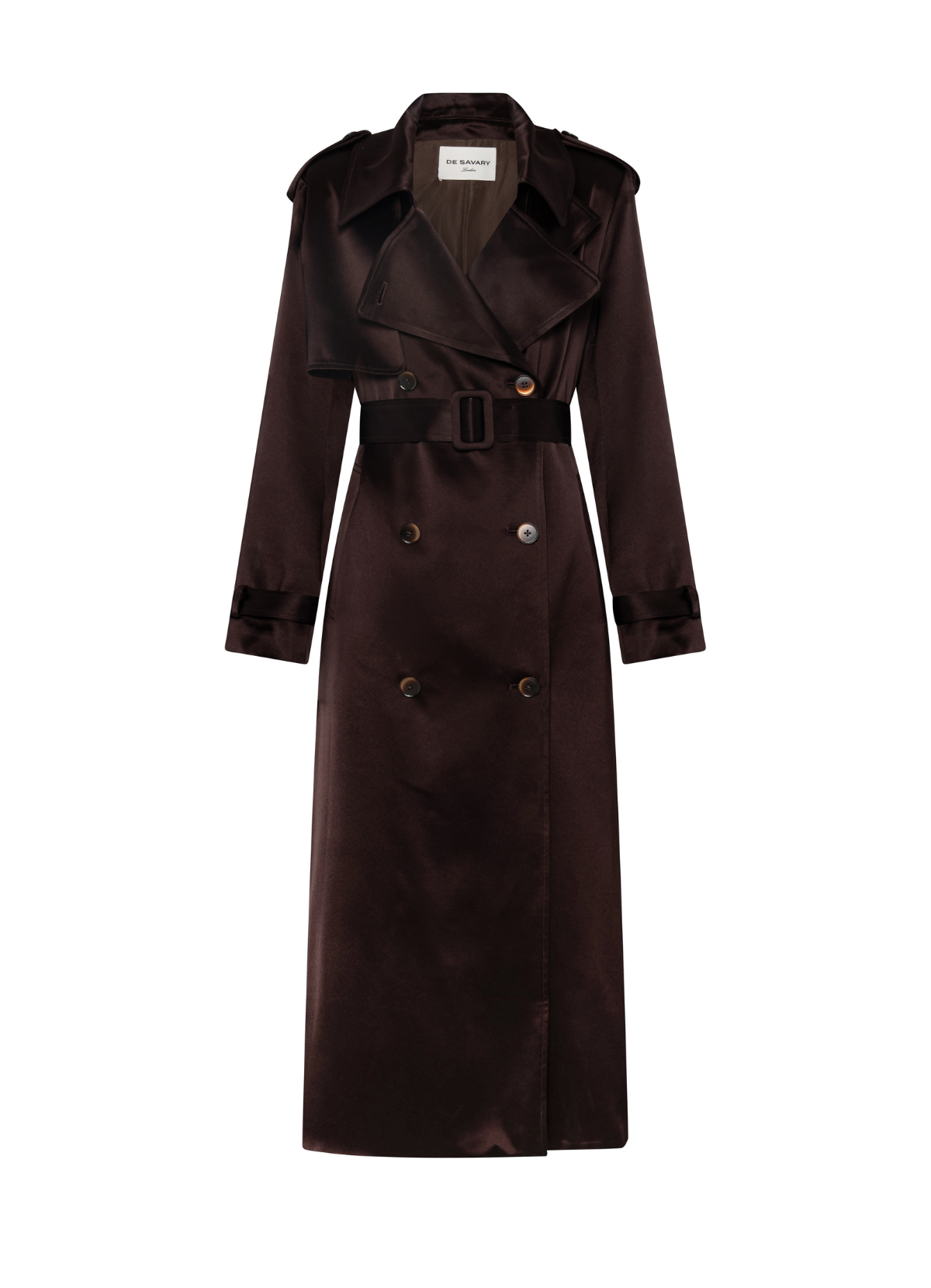 Chocolate Satin Trench Coat
