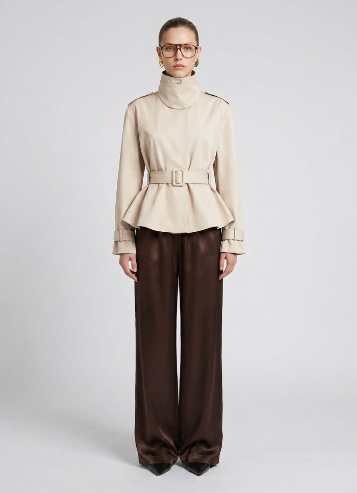 Cotton Peplum Trench Jacket