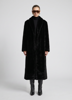 Black Maxi Faux Fur Coat