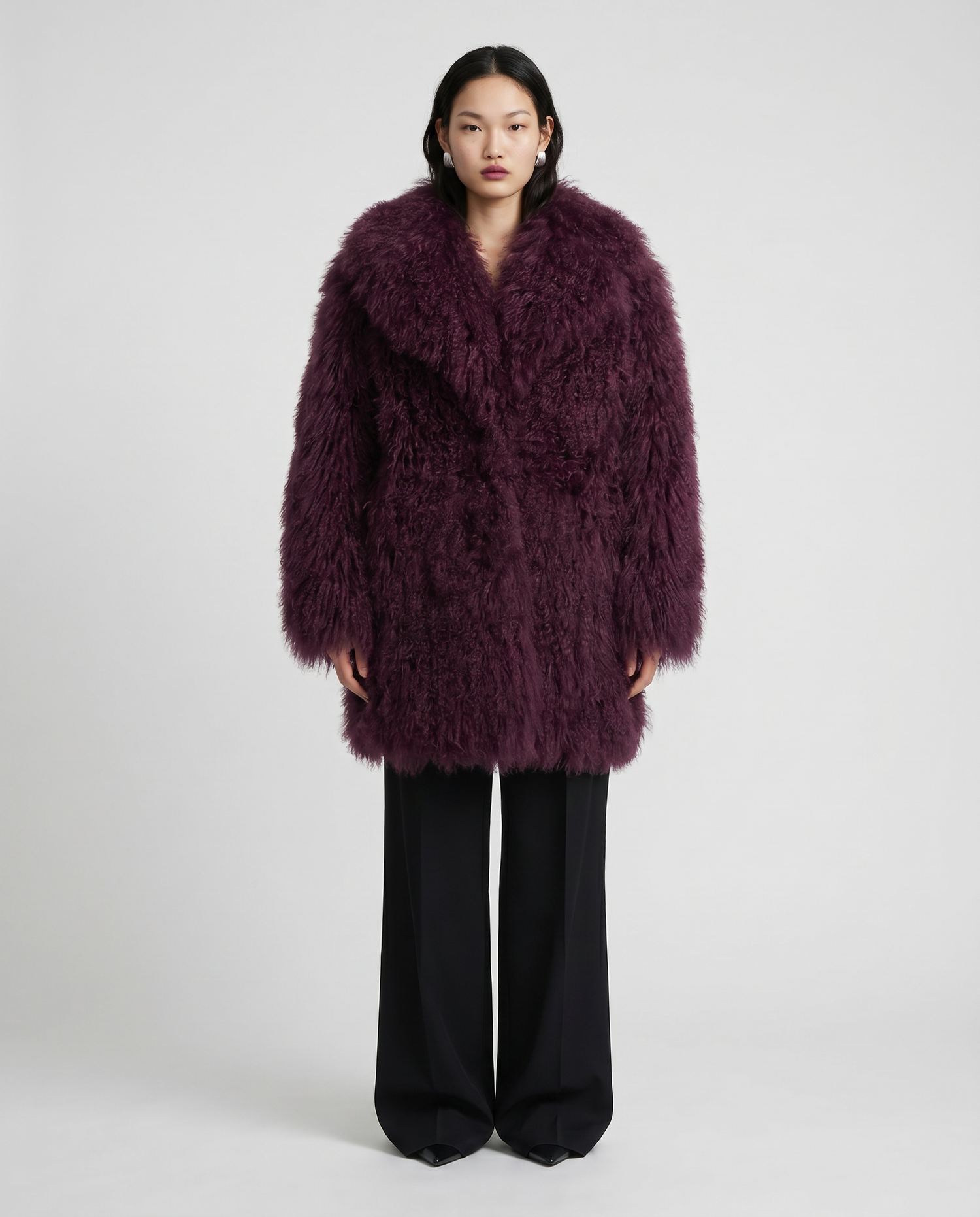 Burgundy Long Mongolian Coat