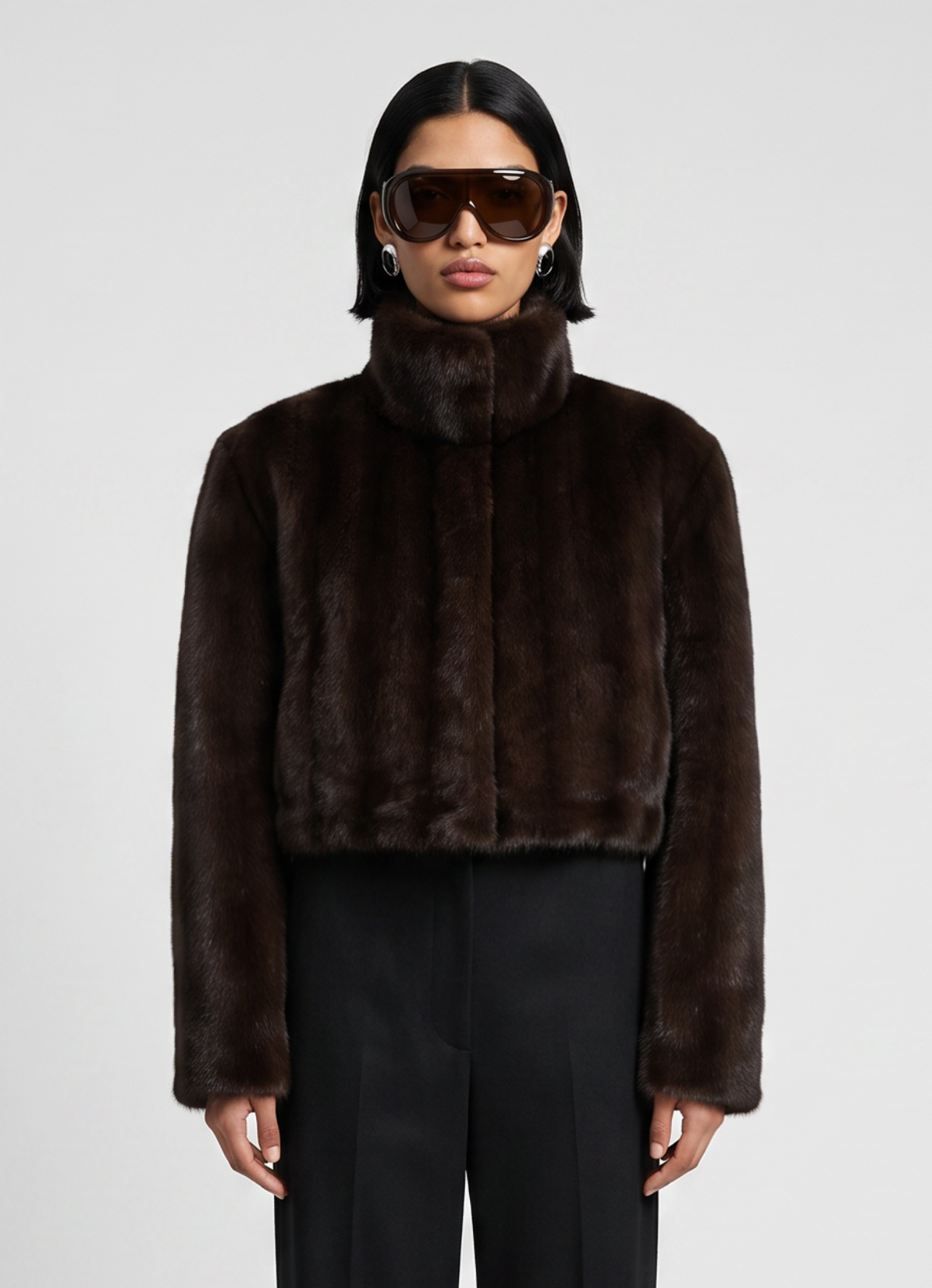 Brown Vintage Faux Fur Cropped Jacket