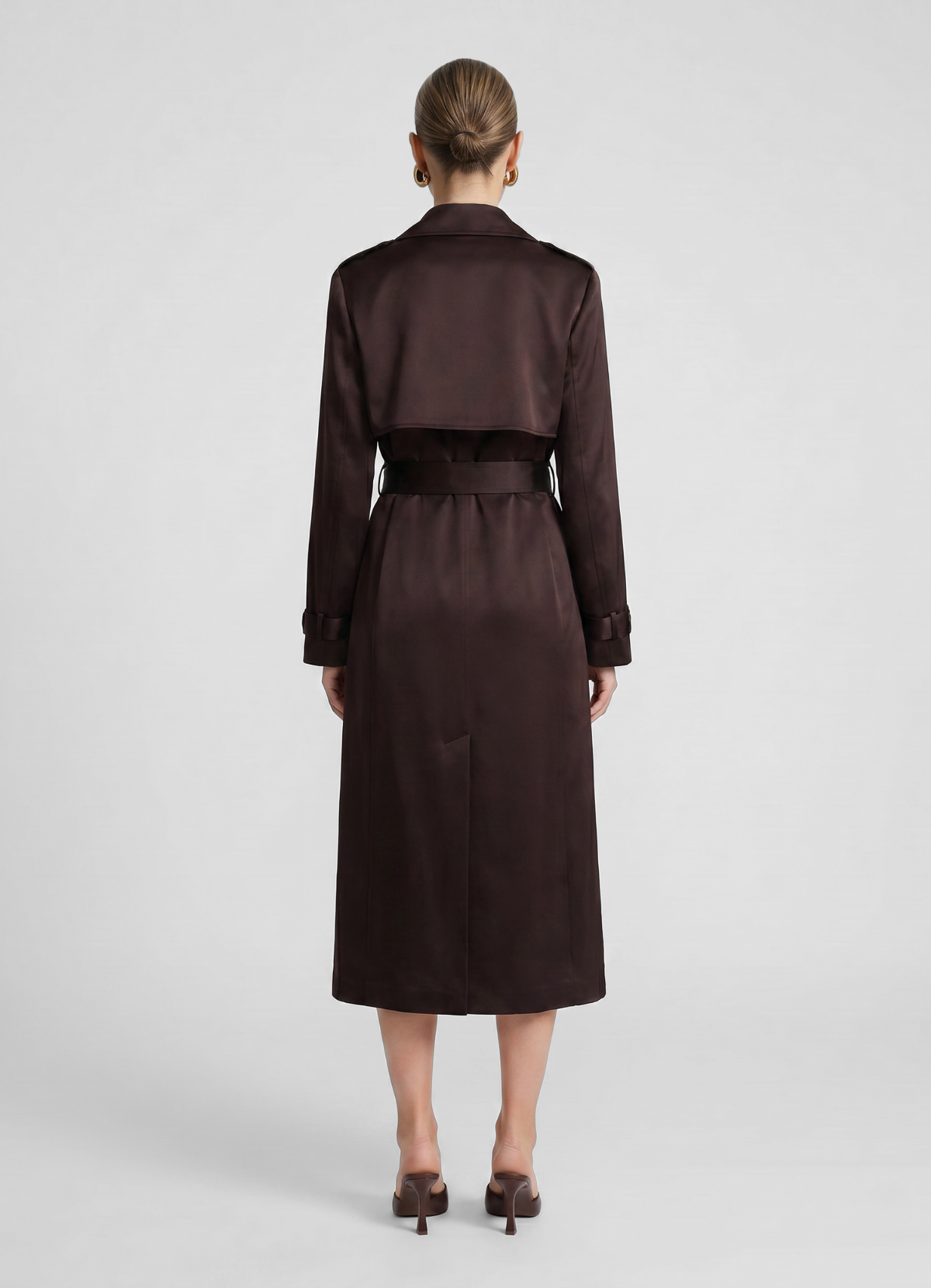 Chocolate Satin Trench Coat