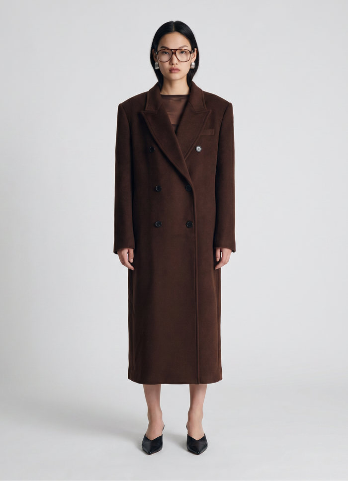 Brown Wool Straight Trench Coat