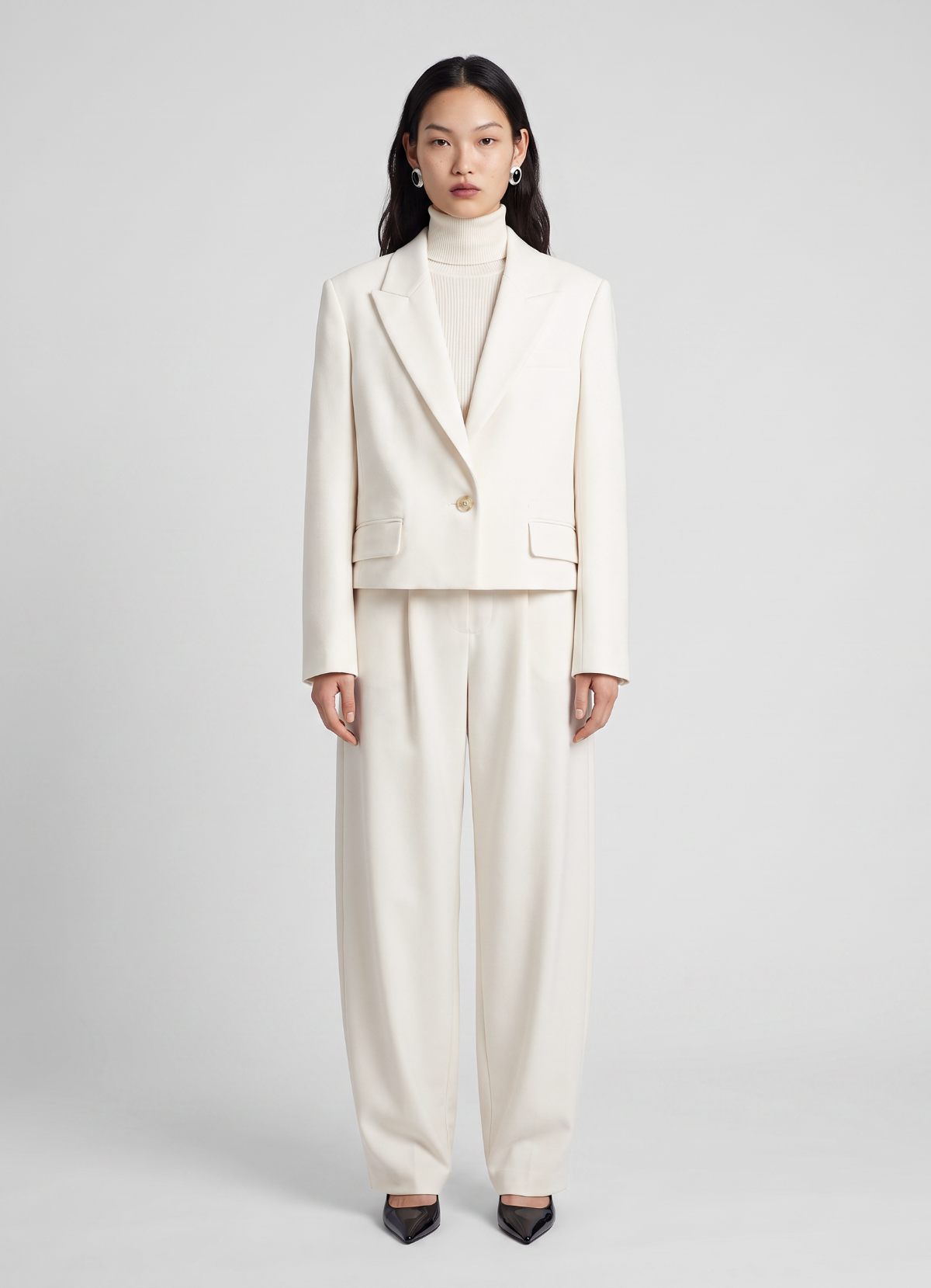 Cream Wool Cropped Blazer