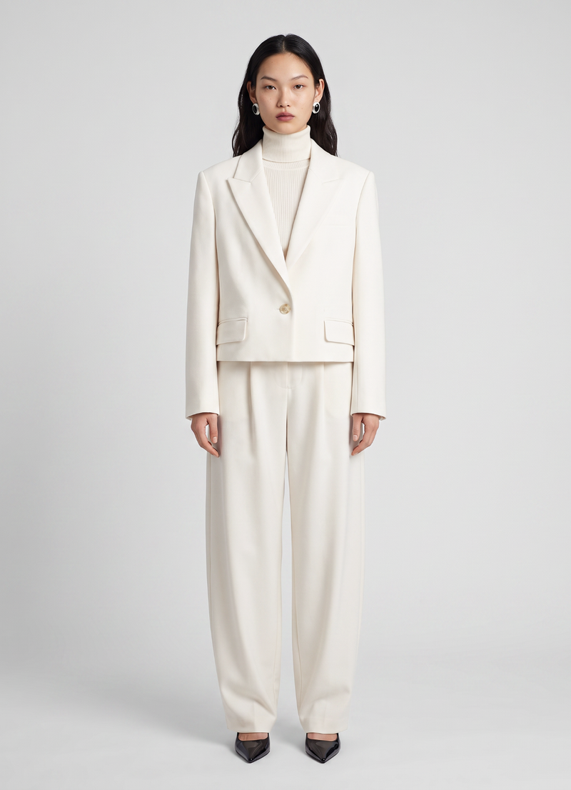 Cream Wool Cropped Blazer