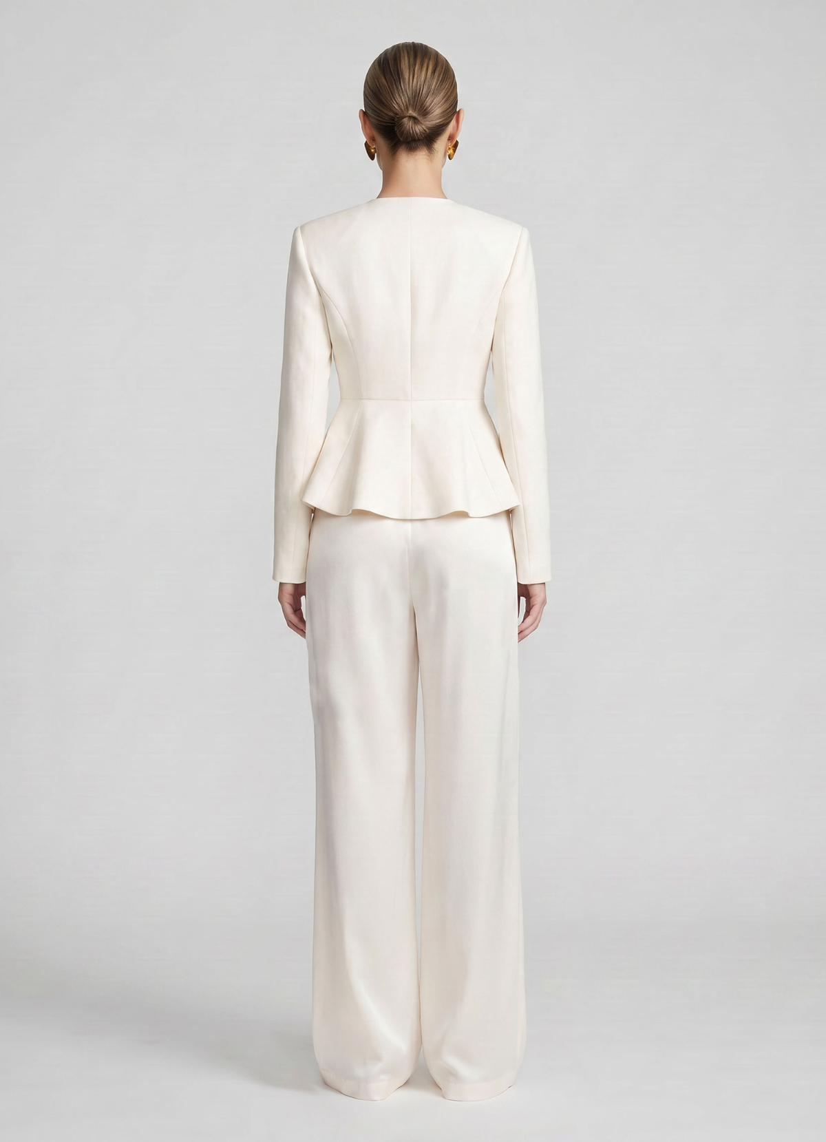 Cream Wool Peplum Jacket