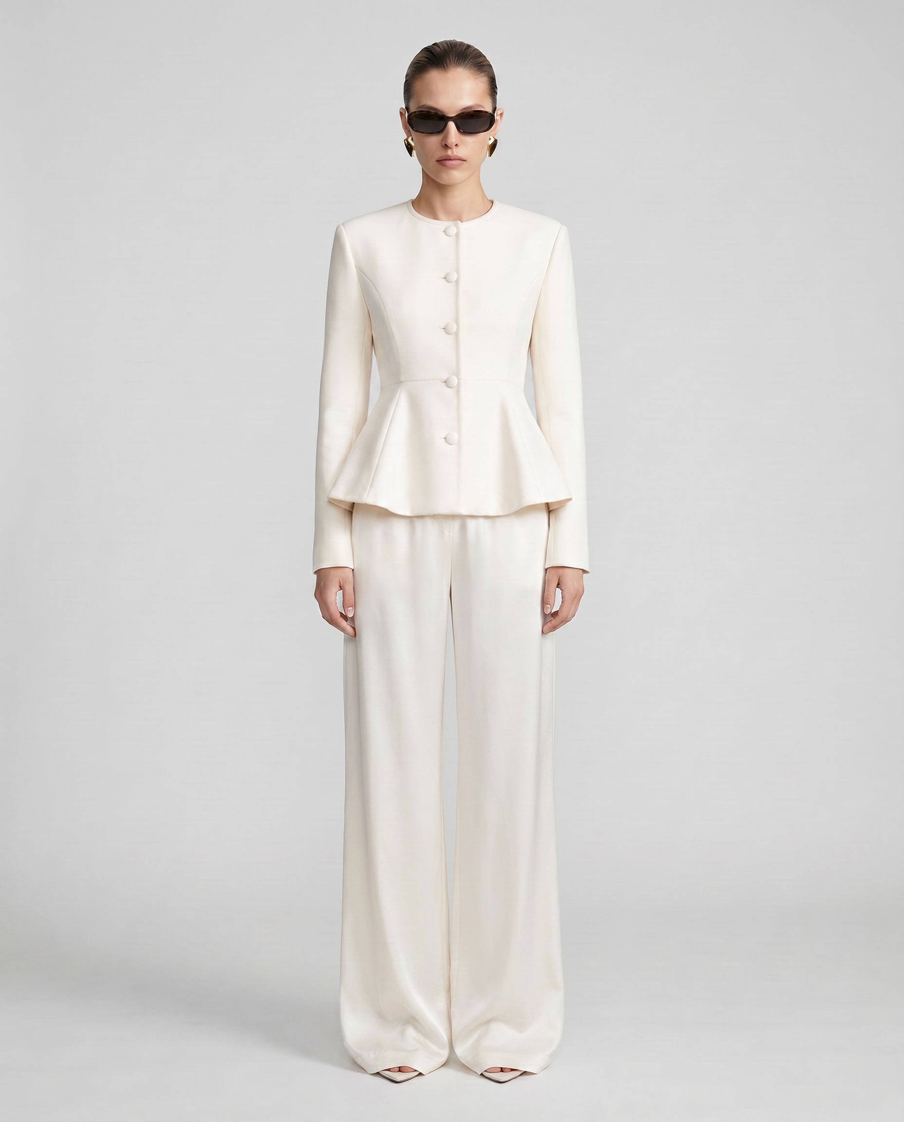 Cream Wool Peplum Jacket