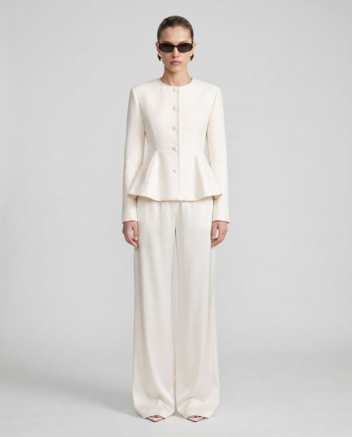Cream Wool Peplum Jacket