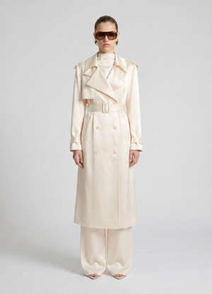 Ivory Satin Trench Coat