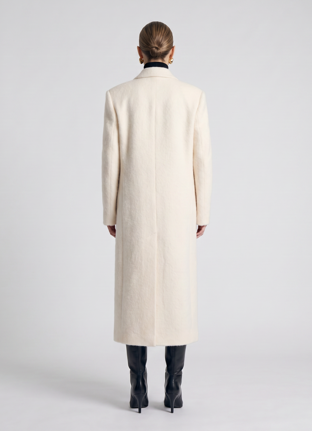 Cream Brushed Wool Trench Coat