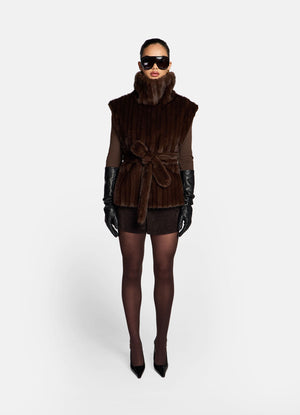 Brown Vintage Faux Fur Vest