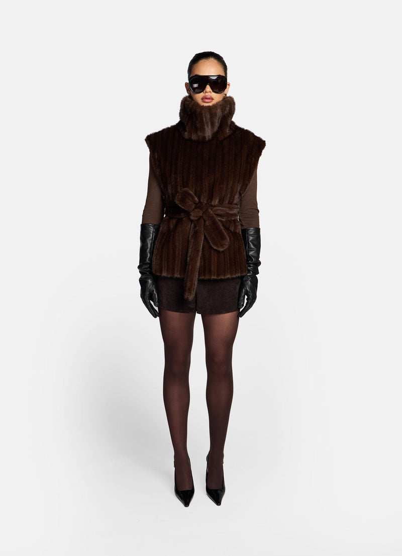 Brown Vintage Faux Fur Vest