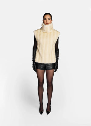 Cream Vintage Faux Fur Vest