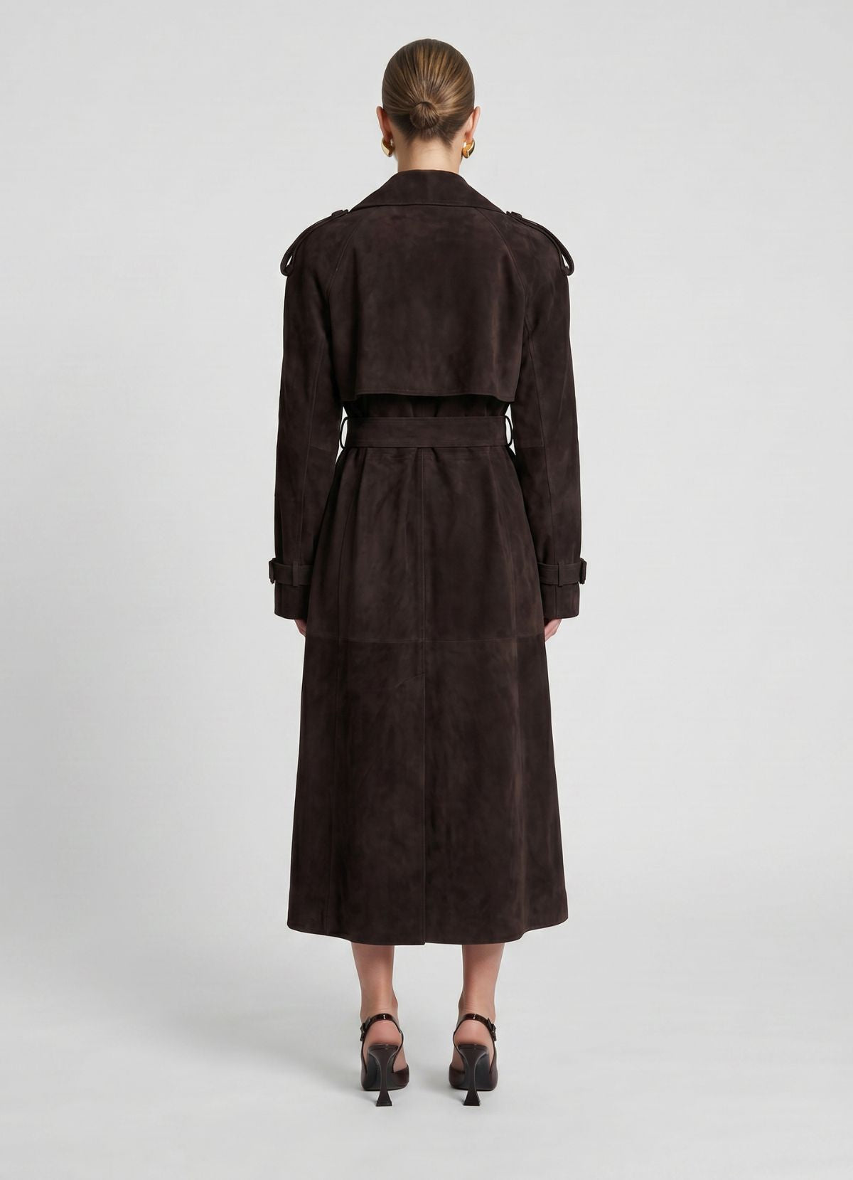 Espresso Suede Trench Coat