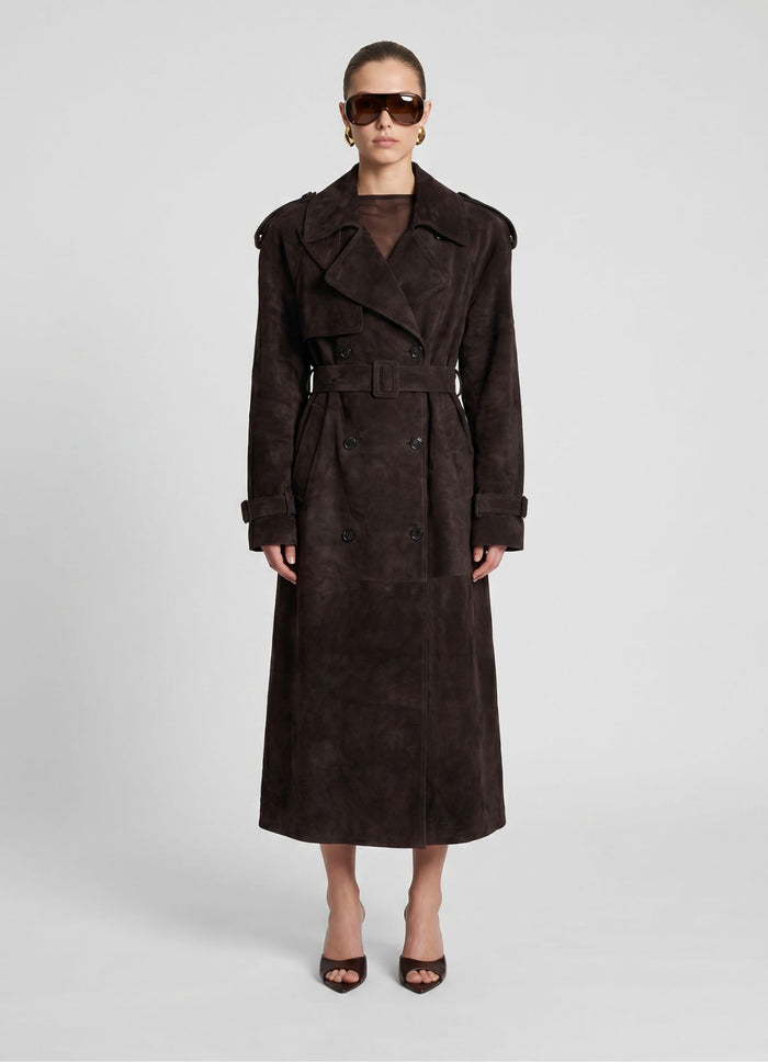 Espresso Suede Trench Coat