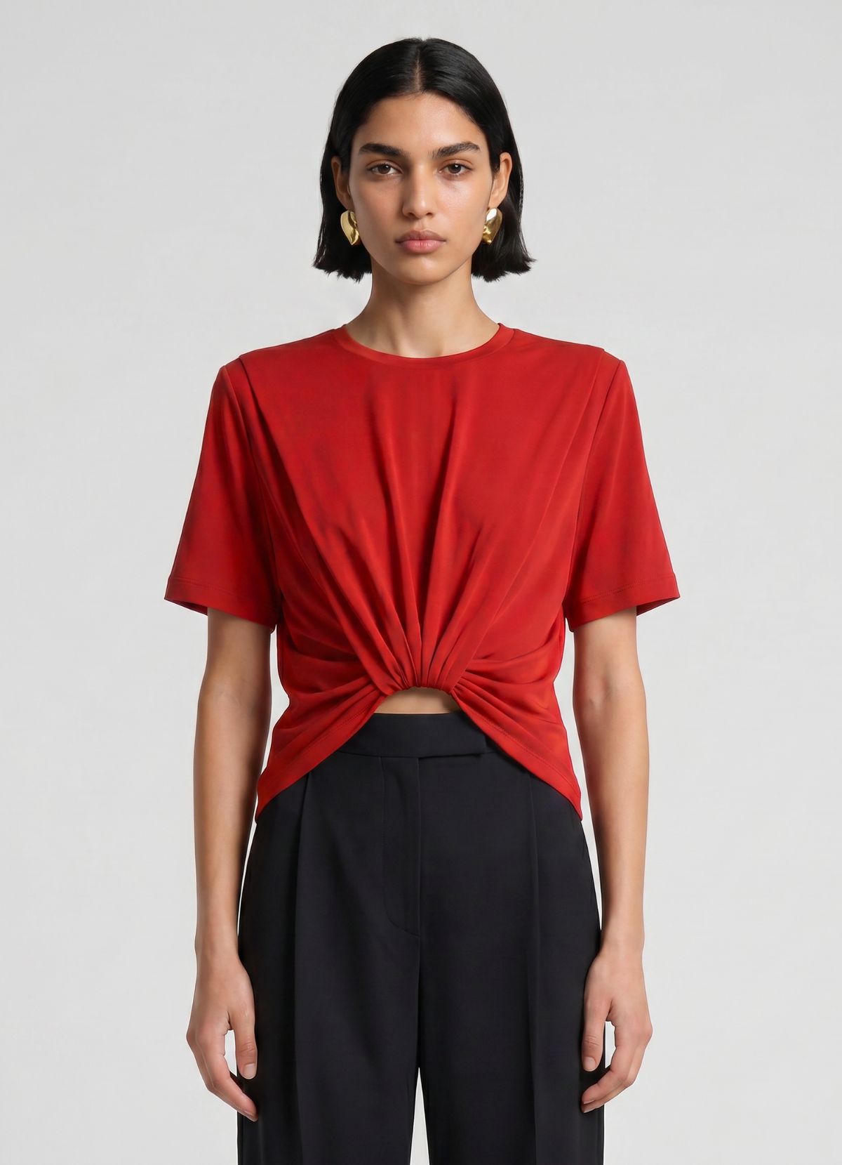 Red Ruched T-Shirt
