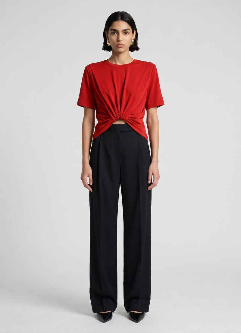 Red Ruched T-Shirt