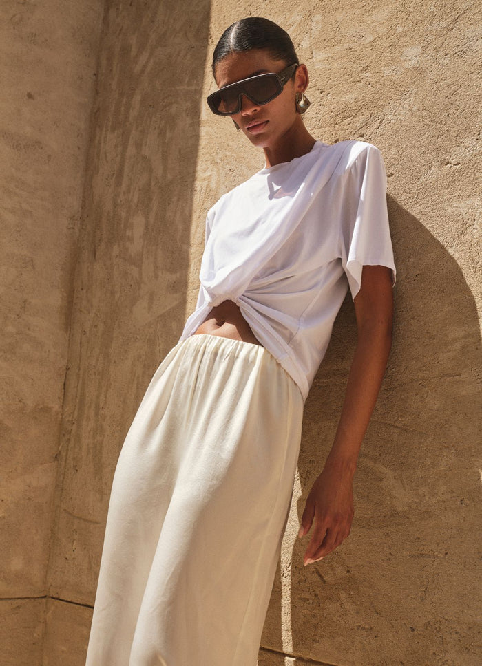 White Ruched T-Shirt