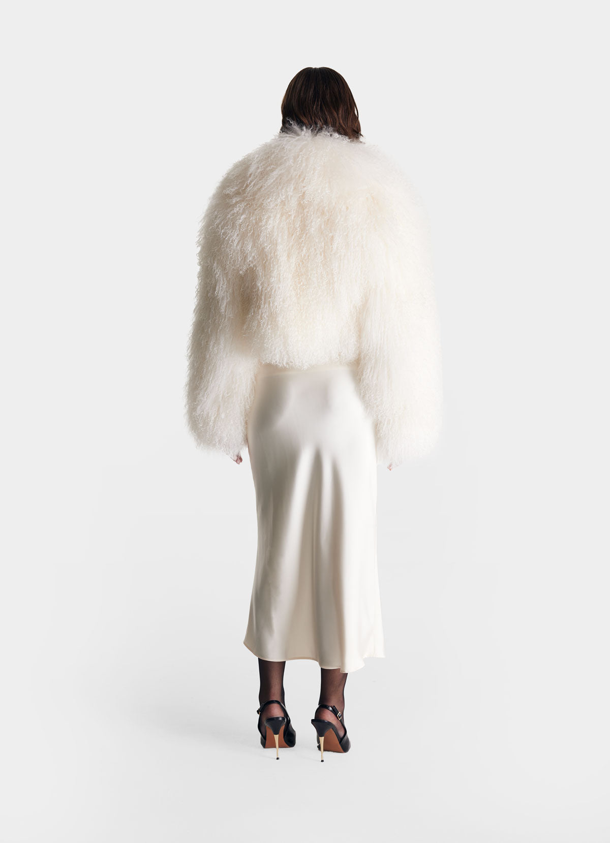 White Mongolian Cropped Coat