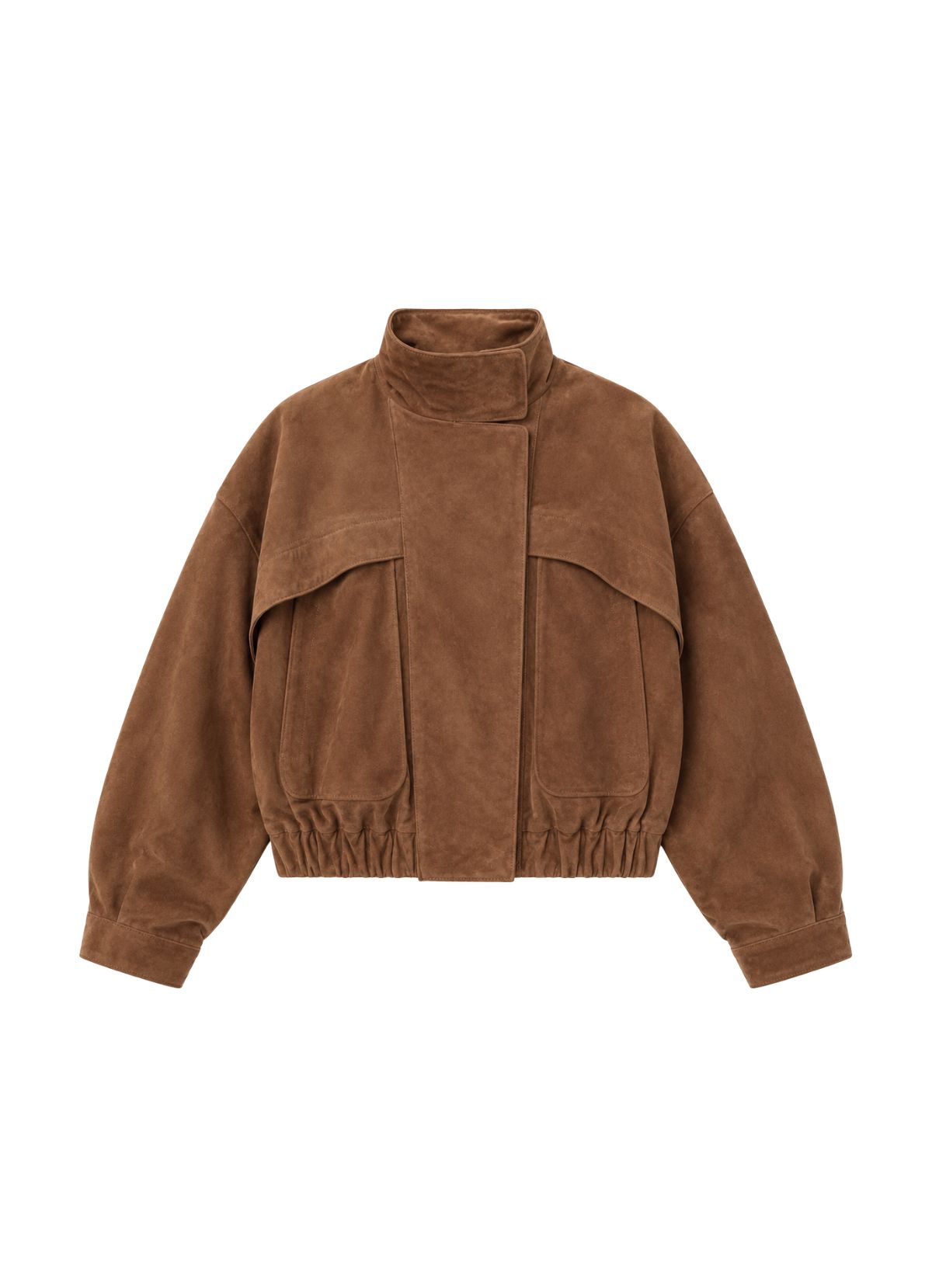 Mocha Suede Relaxed Bomber Jacket