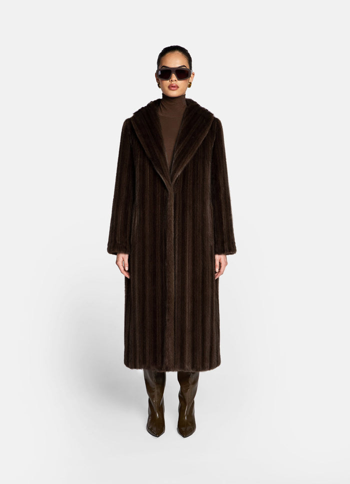 Brown Vintage Faux Fur Coat