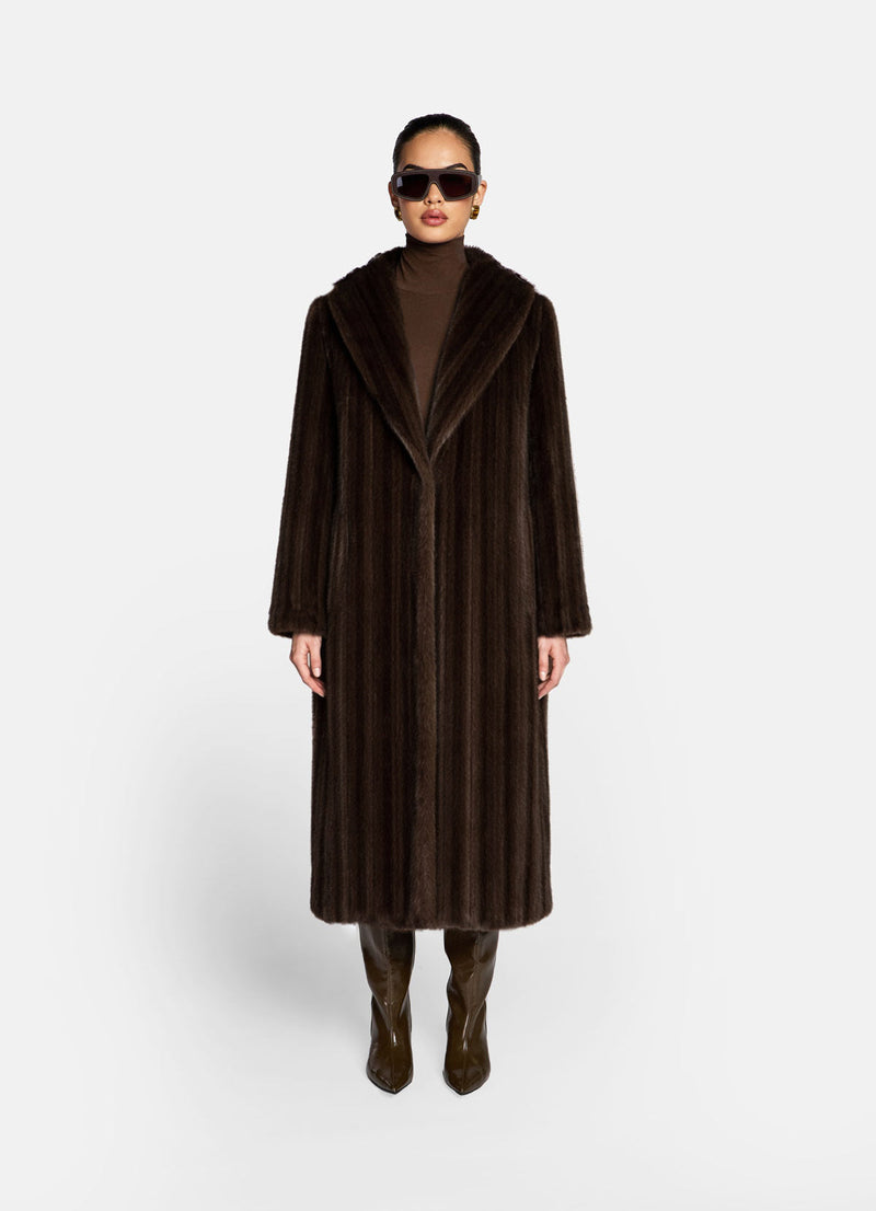 Brown Vintage Faux Fur Coat