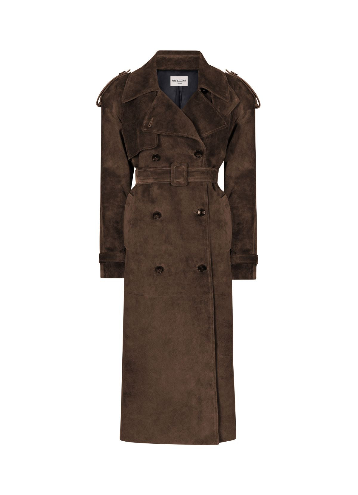 Petite Brown Suede Trench Coat